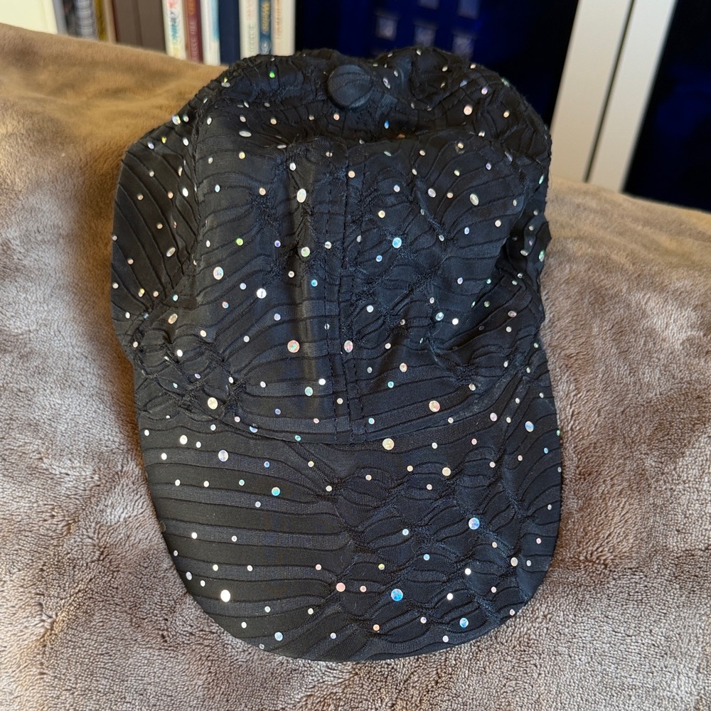 Black Sequin Embellished Cap